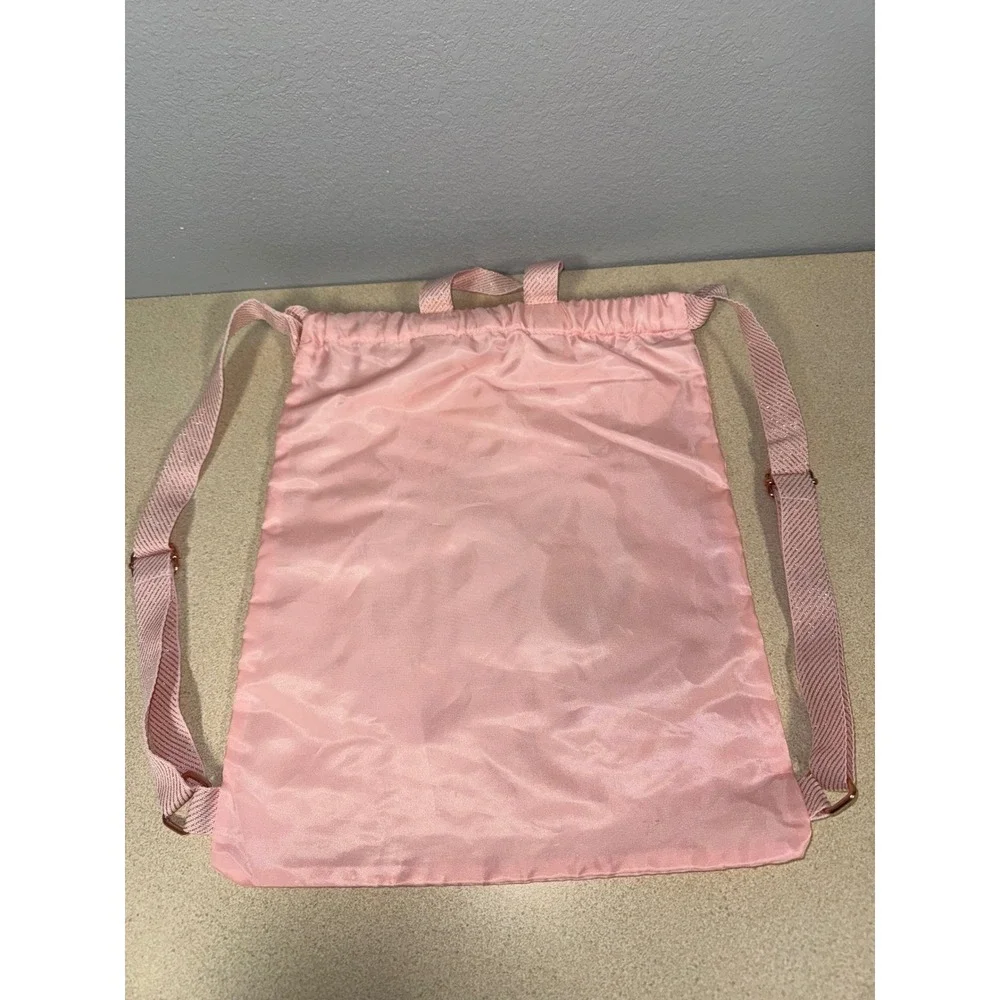 Disney Bibbidi Bobbidi Boutique Pink Drawstring Backpack Rose Gold Carriage Bag